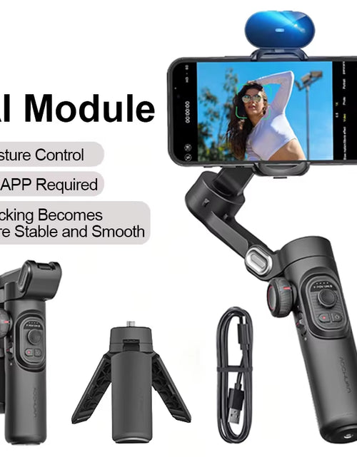 Load image into Gallery viewer, AOCHUAN 3-Axis Handheld Gimbal Stabilizer for Smartphone with Fill Light for Iphone Android Face Tracking Tiktok Vlog Smart XE
