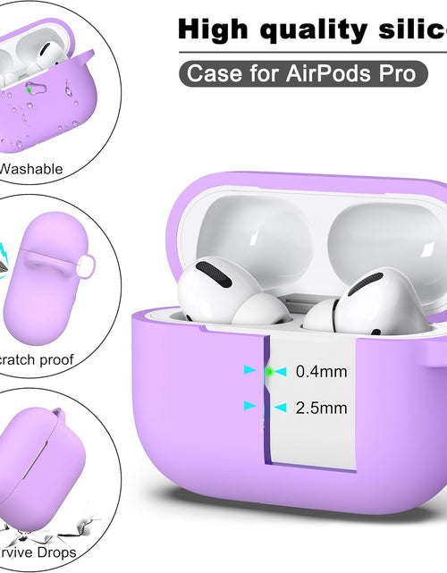 Load image into Gallery viewer, Airpods Pro Case Cover with Keychain, Full Protective Silicone Skin Accessories for Women Girl with Apple 2019 Latest Airpods Pro Case, Front LED Visible-Lavender
