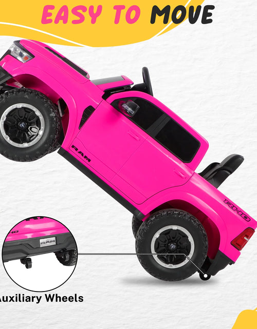 Load image into Gallery viewer, RAM Ride on Car, 12V Powered Ride on Toy with Remote Control, 4 Wheel Suspension, 5 Point Safety Belt, MP3 Player, Bluetooth, LED Lights, Electric Cars for 3-8 Years Boys Girls
