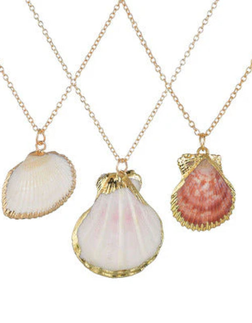 Load image into Gallery viewer, Heartbeats Seashell Necklace Set of 3 – Natural Ocean-Inspired Jewelry
