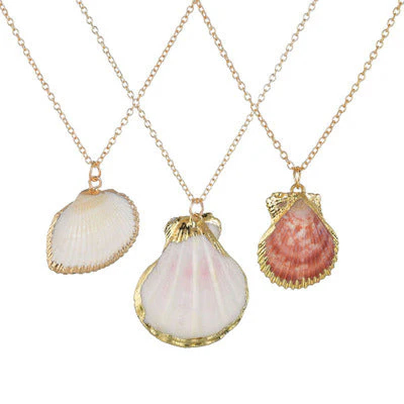 Heartbeats Seashell Necklace Set of 3 – Natural Ocean-Inspired Jewelry